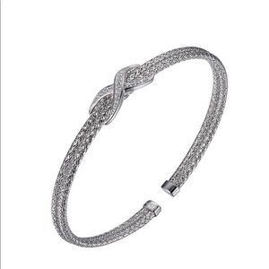 Sterling Silver Double 2mm
Mesh Cuff with Cubic Zirconia